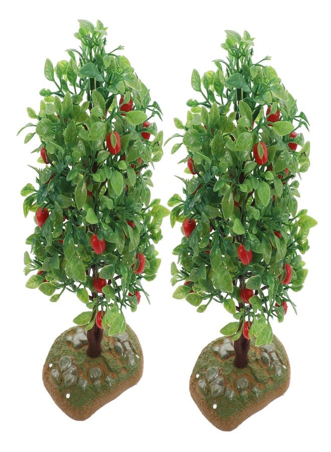 MUCKLILY 2Pcs Fruit Tree Model Decoration for Garden Scene Layout Realistic Fruit Tree Ornament for Sand Table Decor Miniature Landscaping Trees for Home and Dollhouse Display - Image 1
